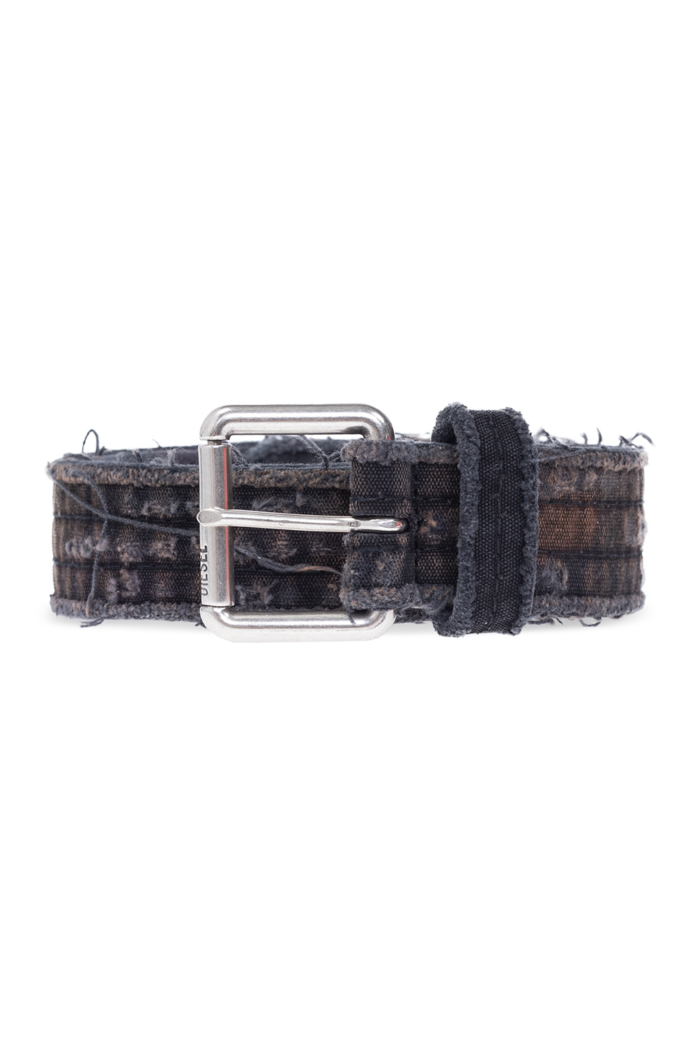 Black 'B-D DESTROY' belt with vintage effect Diesel